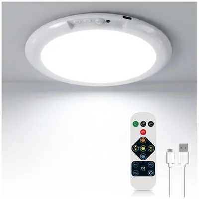 Produktbild von TobeBright Wiederaufladbare Deckenleuchte mit Bewegungsmelder, 10000mAh Akku Deckenlampe mit Fernbedienung, 3 Farbtemperaturen Dimmbar USB-C Aufladbare LED-Deckenleuchte