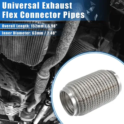 Image de Voiture Echappement Flexible Tuyau, 2.48"x5.98" Universel Inox Acier