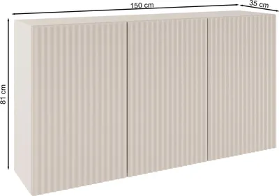 Produktbild von Selsey Sunds – Sideboard mit geriffelten Lamellenfronten, 3-türig, Kaschmirbeige, 150 cm