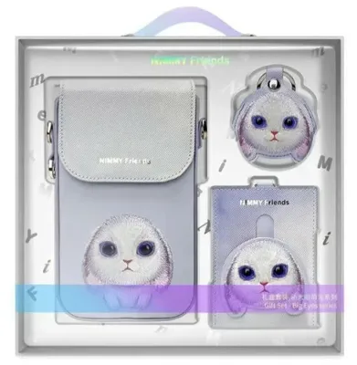 Obrázek produktu pro Nimmy 3W1 Set taška na telefon + peněženka + pouzdro s lokátorem Fialová/fialová Velký okatý mazlíček 2.0 Králík