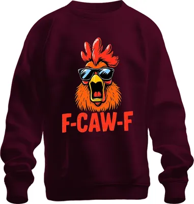 Immagine prodotto di F-CAW-F Cool Rooster with Sunglasses Funny Retro Farm Chicken Felpa Unisex Pullover, Borgogna, XXL