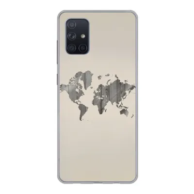 Produktbild von MuchoWow® Handyhülle Schutzhülle Hülle für Samsung Galaxy A51 Weltkarte - Holz - Regal Silikon Softcase Handy Hülle - Schutzabdeckung
