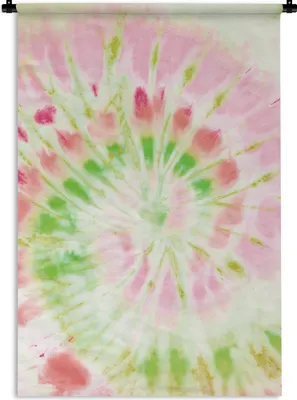 Produktbild von MuchoWow® Wandteppich Wandbehang Krawattenfärbung - Grün - Rosa 120x180 cm Tapisserie Dekoration Wandtuch - Schlafzimmer - Dekorationen für das Haus