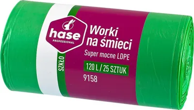 Zdjęcie produktu dla Worki do segregacji 120l szkło HASE SUPER MOCNE 25 szt. zielone
