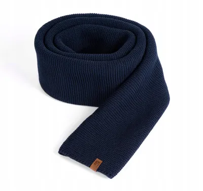 Produktbild von HEYO Damen Schal Winter Strickschal | H19603 | Weich Warm Gestrickt mit Leder Patch | EU (Dunkelblau)