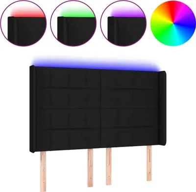 Produktbild von vidaXL LED Kopfteil Schwarz 144x5x118/128 cm Stoff