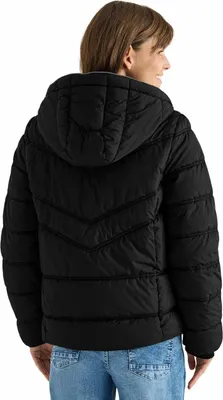 Produktbild von Cecil Damen Outdoorjacke Pufferjacke Schwarz mit Kapuze und Reißverschluss