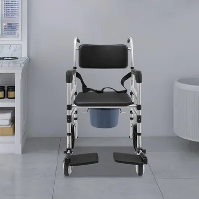 Produktbild von Duschhocker - Duschstuhl - Duschstuhl mit Rollen - Duschsitz - Badezimmerstuhl - Höhenverstellbar