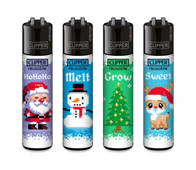Produktbild von Clipper Feuerzeug 4er Set Winter Pixel