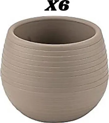 Immagine prodotto di Set di 6 vasi da fiori resistenti ai raggi UV color moka con drenaggio, 6,5 cm, 0,13 L, fioriere colorate