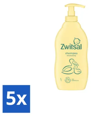 Imagen del producto de 5 unidades de Champú suave para bebés Zwitsal, 400 ml cada uno. Paquete económico