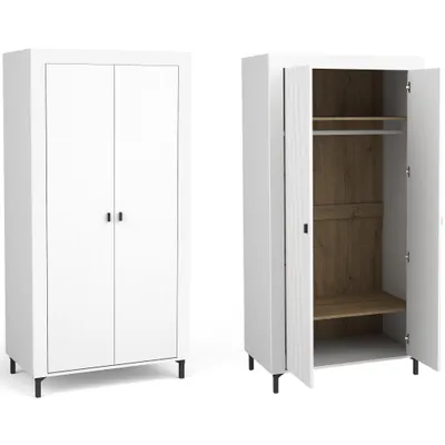 Image de BEAUTYSOFA | Armoire à portes battantes MONTA, armoire à 2 portes, blanc