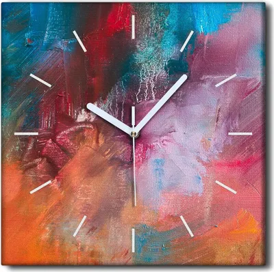 Produktbild von Coloray Uhr auf Leinwand 30x30 cm Wand Uhr Dekoration Wohnzimmer Segeltuch weiße Zeiger -Abstraktion Kunstkunst