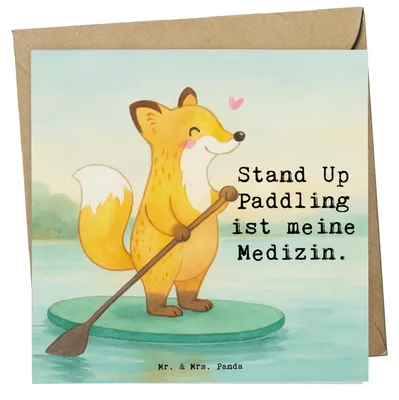 Produktbild von Mr. & Mrs. Panda Klappkarte Fuchs Stand Up Paddling Design - Weiß - Geschenk, SUB, Glückwunschkarte, Paddle, Subben, faltkarte, Grußkarte, anlasskarte, Hobby, doppelkarte