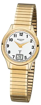 Produktbild von Regent Damenuhr FR-208 Funkuhr mit Edelstahl-Armband gold D3URFR208