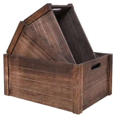 Imagen del producto de Caja de madera antigua, color , juego de 3 unidades, extra grande, para almacenamiento