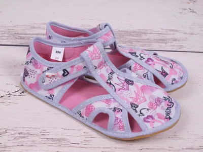Produktbild von Mädchen Hausschuhe BAREFOOT EF 386 Princess Prinzessin Grau