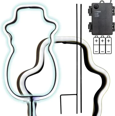 Produktbild von Luca Lighting LED Schneemann 81 LEDs warmweiß 96 cm – Neon-Effekt Weihnachtsfigur mit Timer 6h/18h, batteriebetrieben, IP44 für Innen & Außen