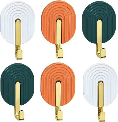 Image de Crochets adhésifs, lot de 6, résistants à l'eau, pour la salle de bain, la cuisine et le bureau