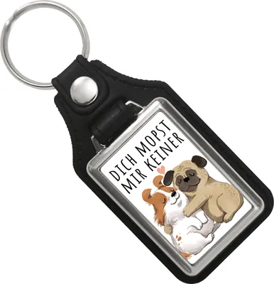 Produktbild von Mops Schlüsselanhänger mit Kunstleder-Anhänger mit Spruch Dich mopst mir keiner