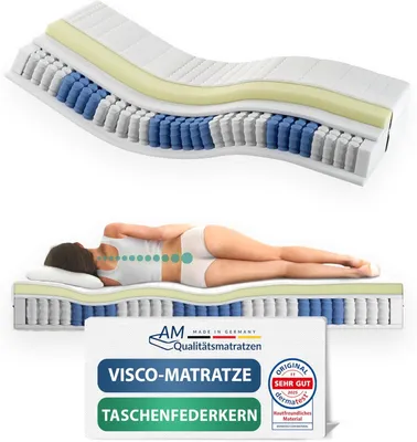 Produktbild von AM Qualitätsmatratzen | Visco-Taschenfederkernmatratze 80x200 cm - H3 - Germany