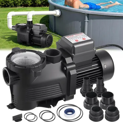 Immagine prodotto di Pompa per piscina VEVOR 550 W, pompa filtro 14.000 L/H max. Portata, pompa per piscina monostadio, 3450 giri/min, 12 m max. Prevalenza, con timer 24 ore e cestello filtro, per piscine fuori terra e interrate, spa