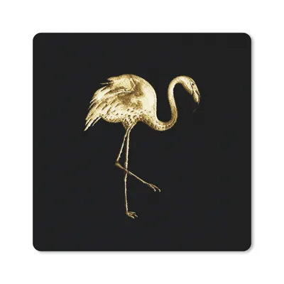 Produktbild von MuchoWow® Mauspad Mousepad Flamingo - Vogel - Gold - Schwarz 30x30 cm - Mousepads - Maus Mat - Pad - Mausunterlage - Gaming