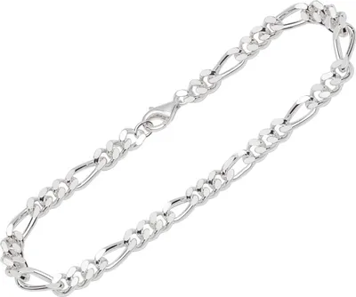 Produktbild von Armband 925 Sterling Silber 22cm Figaro Panzerkette diamantiert Herren Armkette