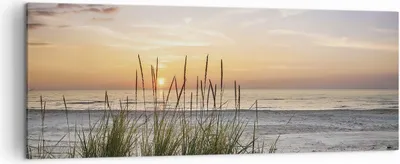 Produktbild von Bild auf Leinwand - Leinwandbild - Einteilig - Westen Sonne Strand - 140x50cm - Wand Bild - Wanddeko - Wandbilder - Leinwanddruck - Bilder - Wanddekoration - Leinwand bilder - Wandbild - AB140x50-4201
