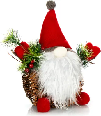 Produktbild von COM-FOUR® Weihnachtsmannfigur Größe XL, winterliche Santa Claus-Figur mit Tannenzapfenkörper, weihnachtliche Dekoration, hinreißende Tischdeko zur Adventszeit