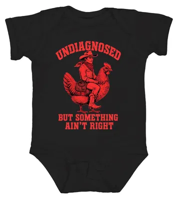 Produktbild von Undiagnosed But Something Ain't Right Cowboy Huhn Western lustig Uni Baby Body, Schwarz, 3/6