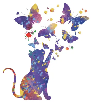 Produktbild von Solidchoice – Wandsticker für Kinder: Katze und Schmetterling