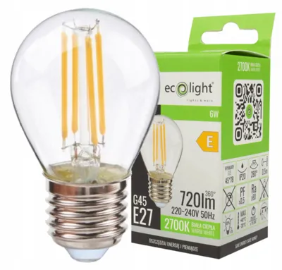 Obrázok produktu pre LED žiarovka guľová G45 E27 6W 2700K