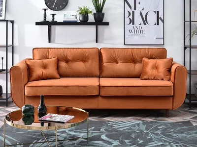 Zdjęcie produktu dla Sofa rozkładana LALESKA - miedź/orzech włoski