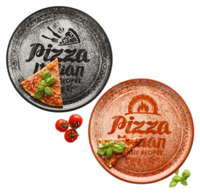 Obrázek produktu pro 2x pizza talíř červený a černý Ø31cm 2 osoby XL talíř dekor talíř psaní