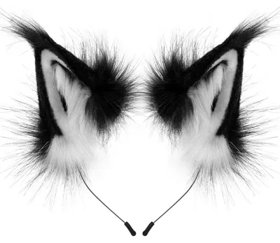 Produktbild von Fuchs Wolf Tier Ohren Stirnband Kunstpelz Haarband Cosplay Kostüm Zubehör Karneval Fasching Halloween - Farbe: Blackwhite