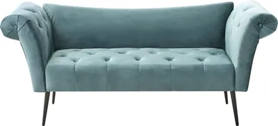Produktbild von BELIANI Chaiselongue Blaugrün Samt Gesteppt mit Armlehnen Beidseitig Schwarze Metallfüße Retro Design Chesterfield Stil Wohnzimmer Récamiere