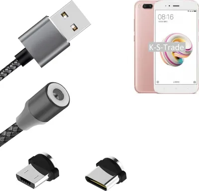 Produktbild von K-S-Trade Hochwertiges Magnet-Lade-kabel Sync-Kabel Daten-Kabel kompatibel mit Xiaomi Mi 5X mit USB-Typ-C-Anschluss und Micro-USB-Anschluss 2A bis zu