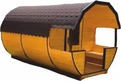 Produktbild von Casa Padrino Luxus Außensauna Naturfarben / Schwarz 400 x 220 cm - Massivholz Gartensauna