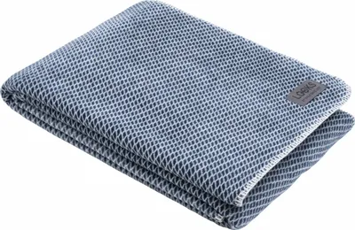 Produktbild von LOOKS by Wolfgang Joop Kuscheldecke 150x200 cm - Baumwollmischdecke blau einfarbig gemustert, Wolldecke, Sofadecke kuschelweich