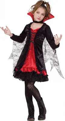 Produktbild von Vampiress Kinder Kostümkleid mit Spitze für Halloween Größe: S