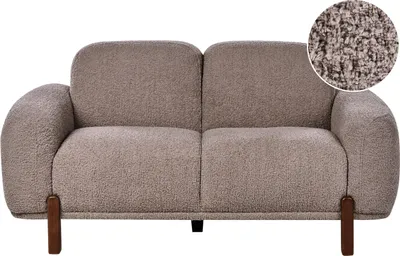 Produktbild von BELIANI Sofa Taupe aus Bouclé Stoff 2-Sitzer Geschwungene Form Niedrige Sitzfläche Modernes Organisches Design Polstersofa Stoffsofa Wohnzimmer