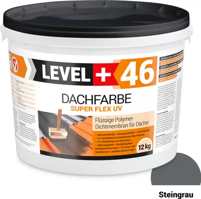Produktbild von Dachfarbe elastische Sockelfarbe Dachlack UV-beständig Super Flex 12Kg Steingrau LEVEL+ RM46