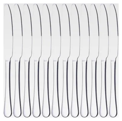 Produktbild von 9" (23,2 cm) Steakmesser Set, 12 Stück, Edelstahl Besteck für Küche und Gastronomie