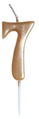 Productafbeelding van Metallic gouden verjaardagskaars met het cijfer "7" - ANTELLA SH-719-7