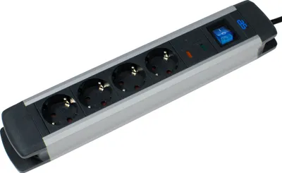Produktbild von as-Schwabe 4-fach Aluminium-Steckdosenleiste 1,5m Überspannungsschutz 230V IP20