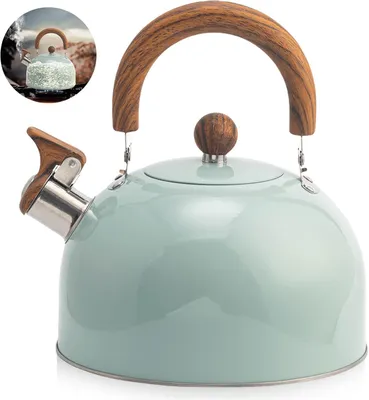 Imagen del producto de Tetera de acero inoxidable, de 3 litros, con silbato, apta para cocinas de inducción y de gas