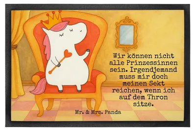 Produktbild von Mr. & Mrs. Panda Fußabtreter Einhorn Prinzessin Design 60 x 90 cm - Weiß - Geschenk, Monat, Bodenvorleger, Unicorn, Fussmatte, Geburtstagsgeschenk, Schmutzfänger