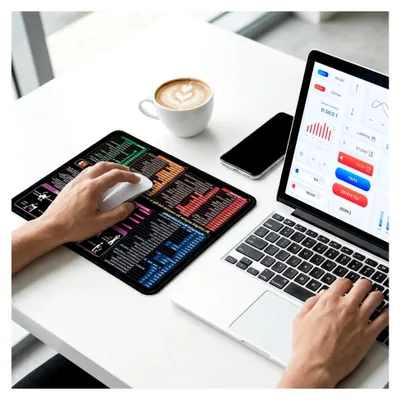 Produktbild von Schreibtischunterlage mit deutschen Office-Shortcuts 210x260x2mm, rutschfestes Mauspad für Büro und Homeoffice