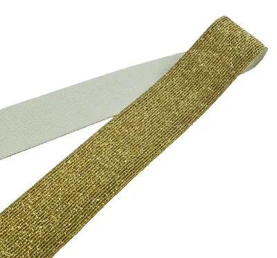 Gummiband Karneval Fasching Glitzer gold